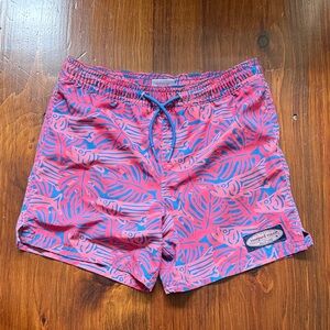 Vineyard Vines Coral and Blue Swim Trunks